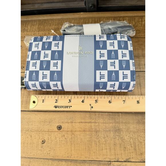 London Fog Crossbody Bag Womens Navy Blue Diana Double Zip Wallet Purse New - Picture 7 of 8